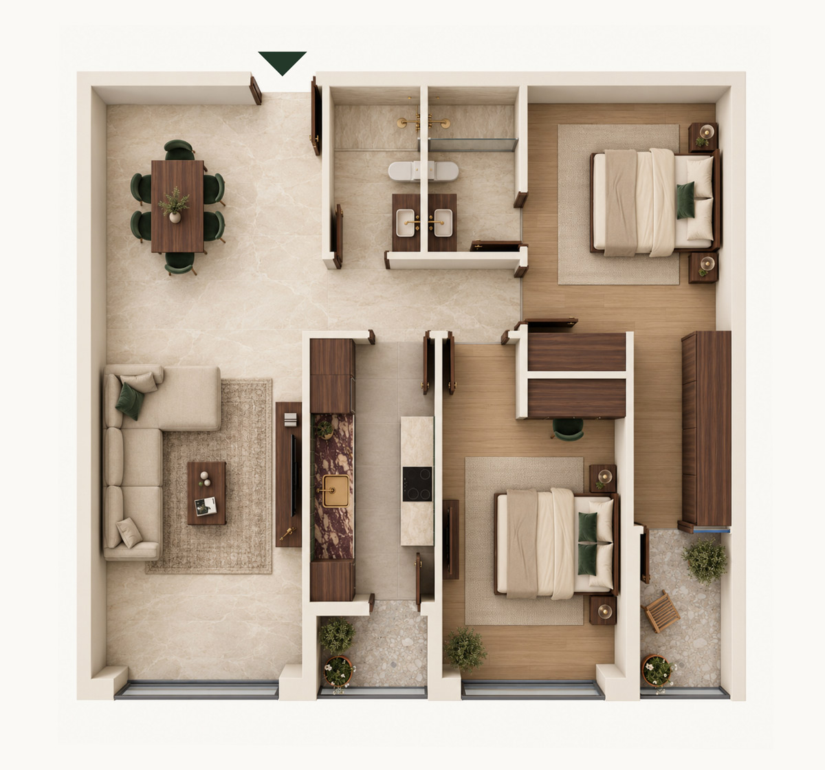Plan 3D de la typologie Lys, Terre de Lys Ghandi